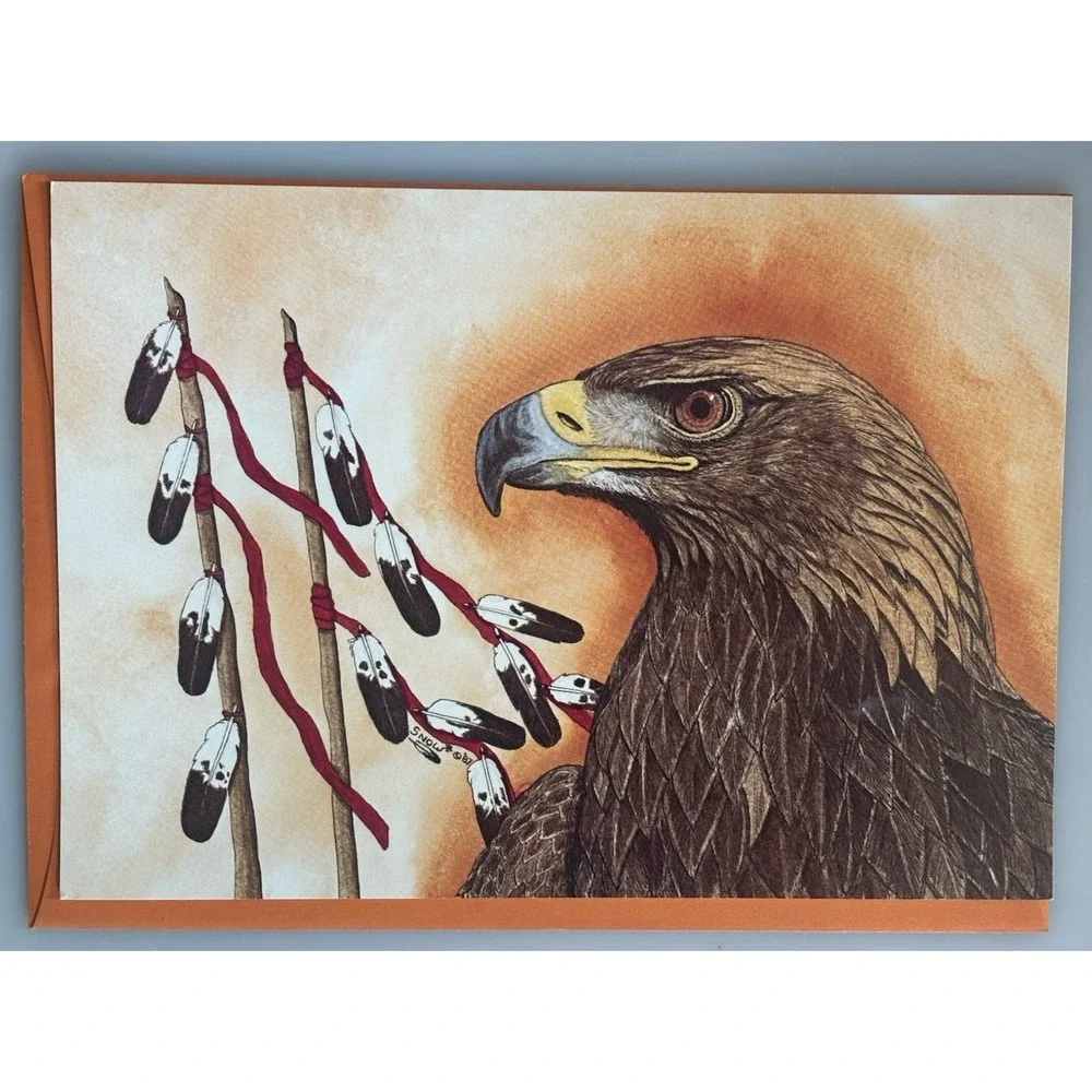 8 Vtg Wildlife Note Cards w Envelopes Cougar Eagle Bear Buffalo Blank Inside 5x7